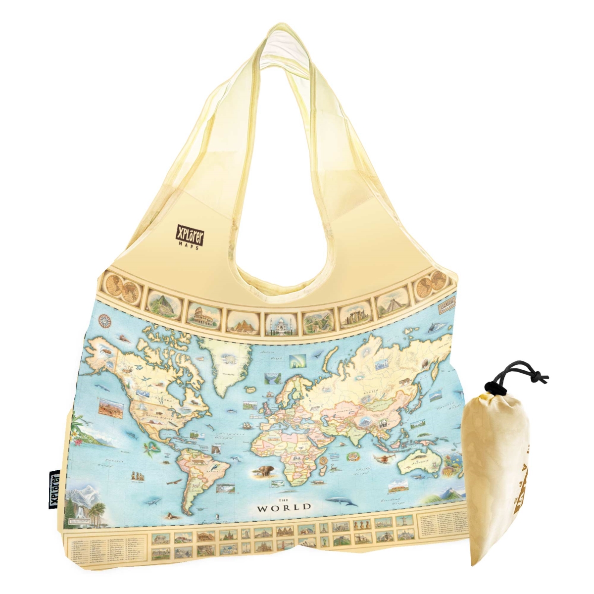 PTOTE_WLD World Map Pouch Tote Bag