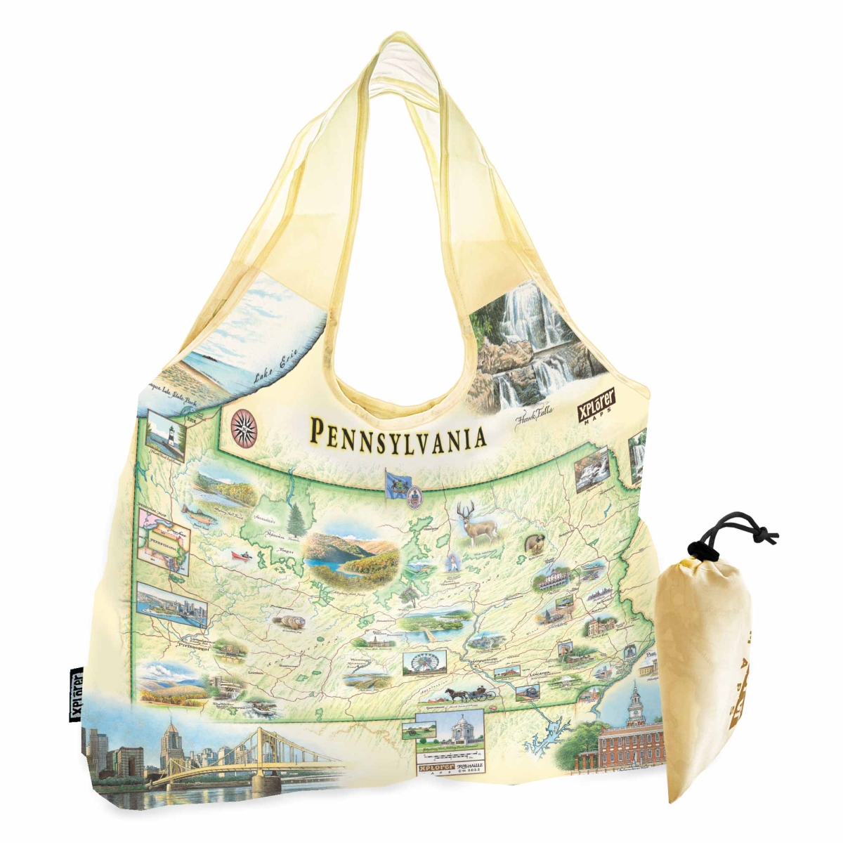 PTOTE_PA Pennsylvania Map Pouch Tote Bag