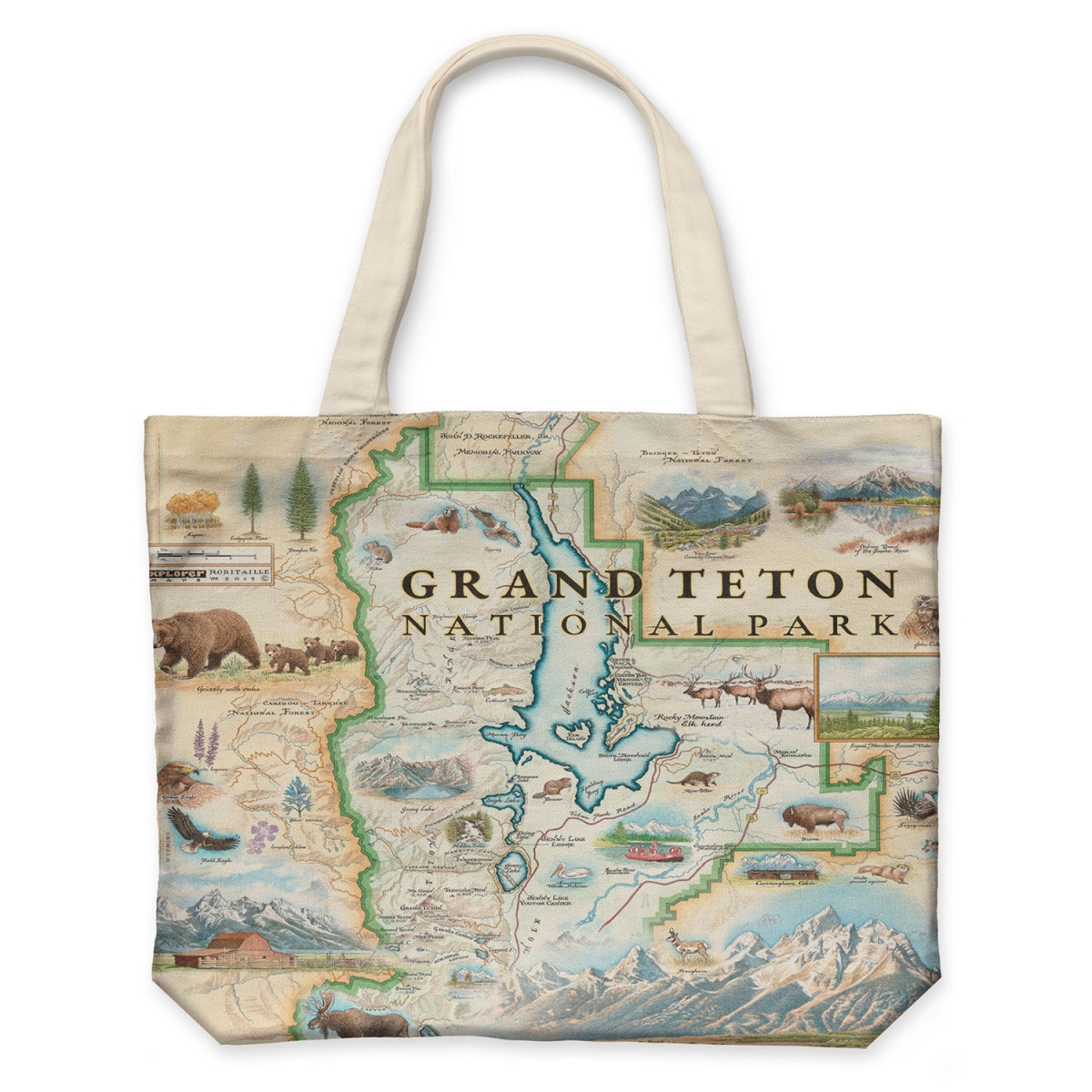 CTOTE_GTNP Grand Teton Map Canvas Tote Bag
