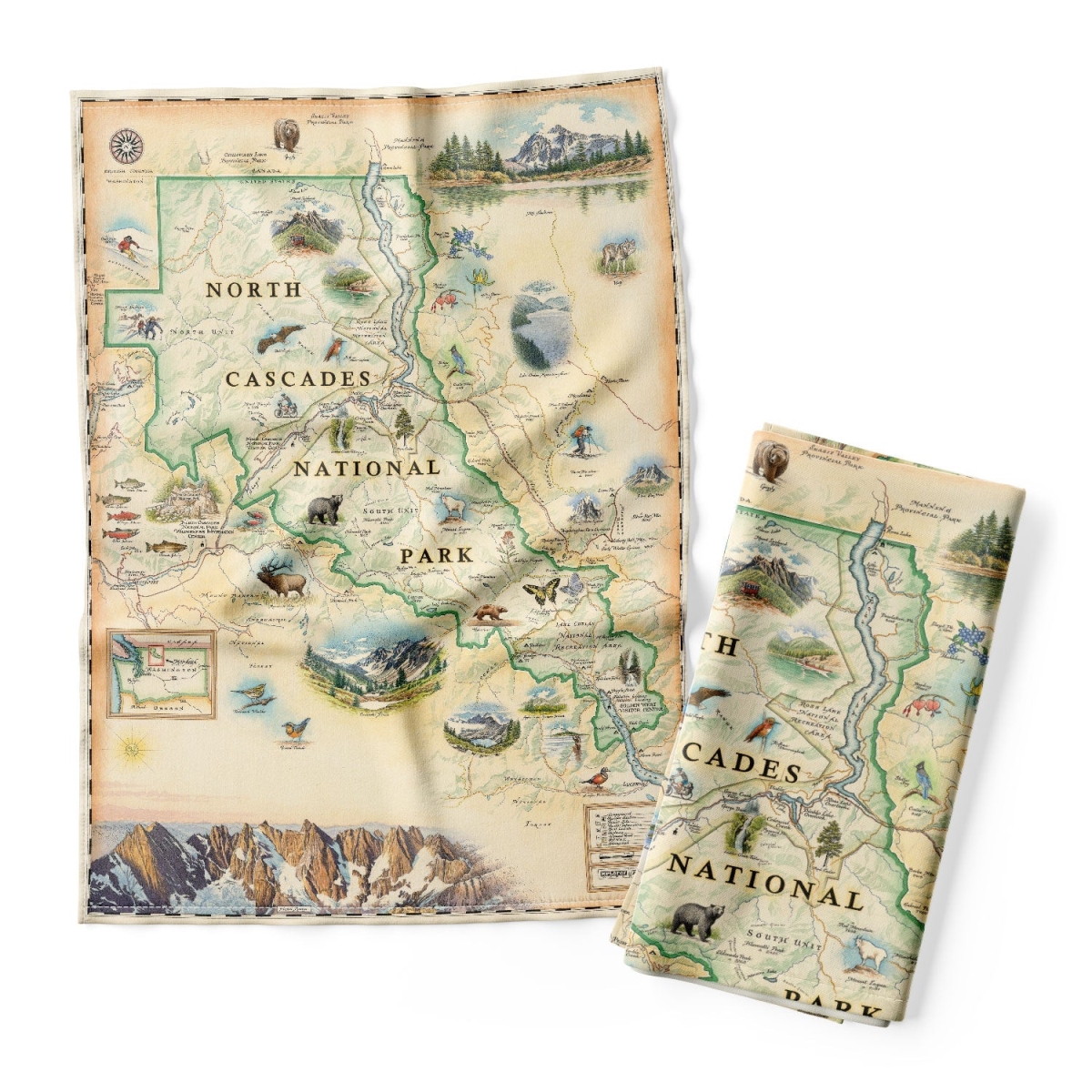 DT_NCNP North Cascades National Park Map Kitchen Towel