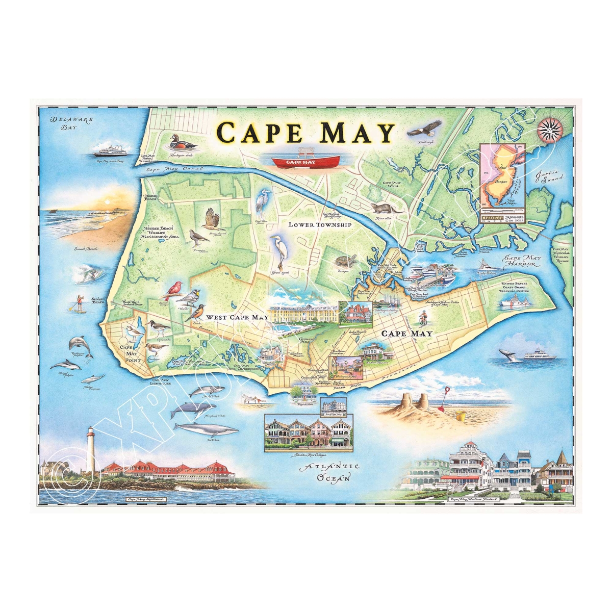 MAP_CM Cape May Hand-Drawn Map