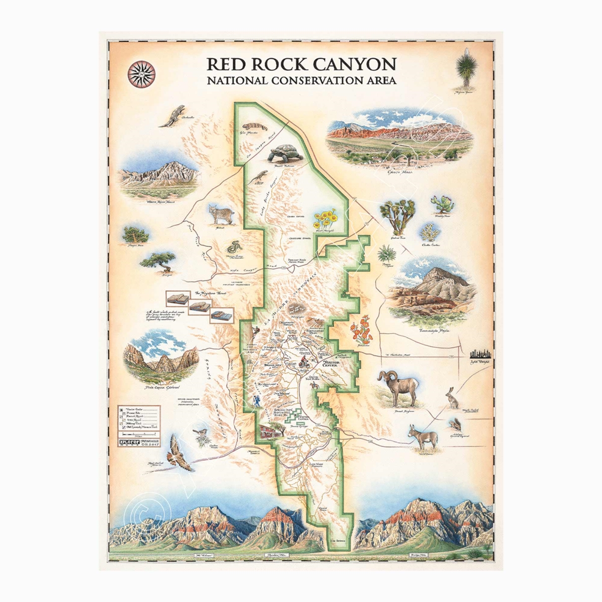 MAP_RRC Red Rock Canyon National Conservation Area Hand-Drawn Map