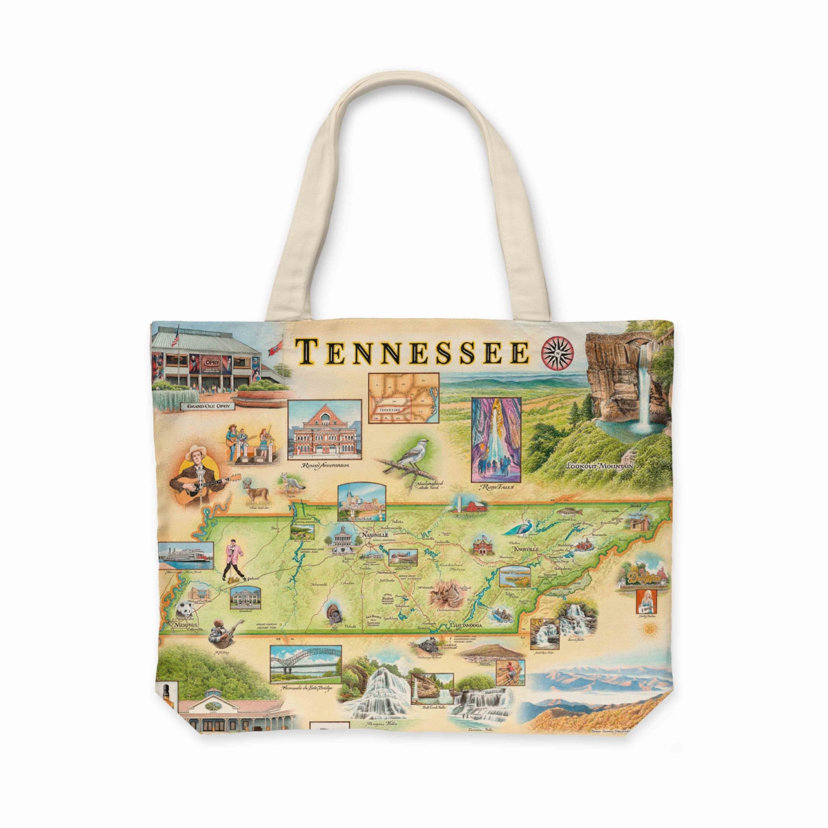 CTOTE_TN Tennessee Map Canvas Tote Bag