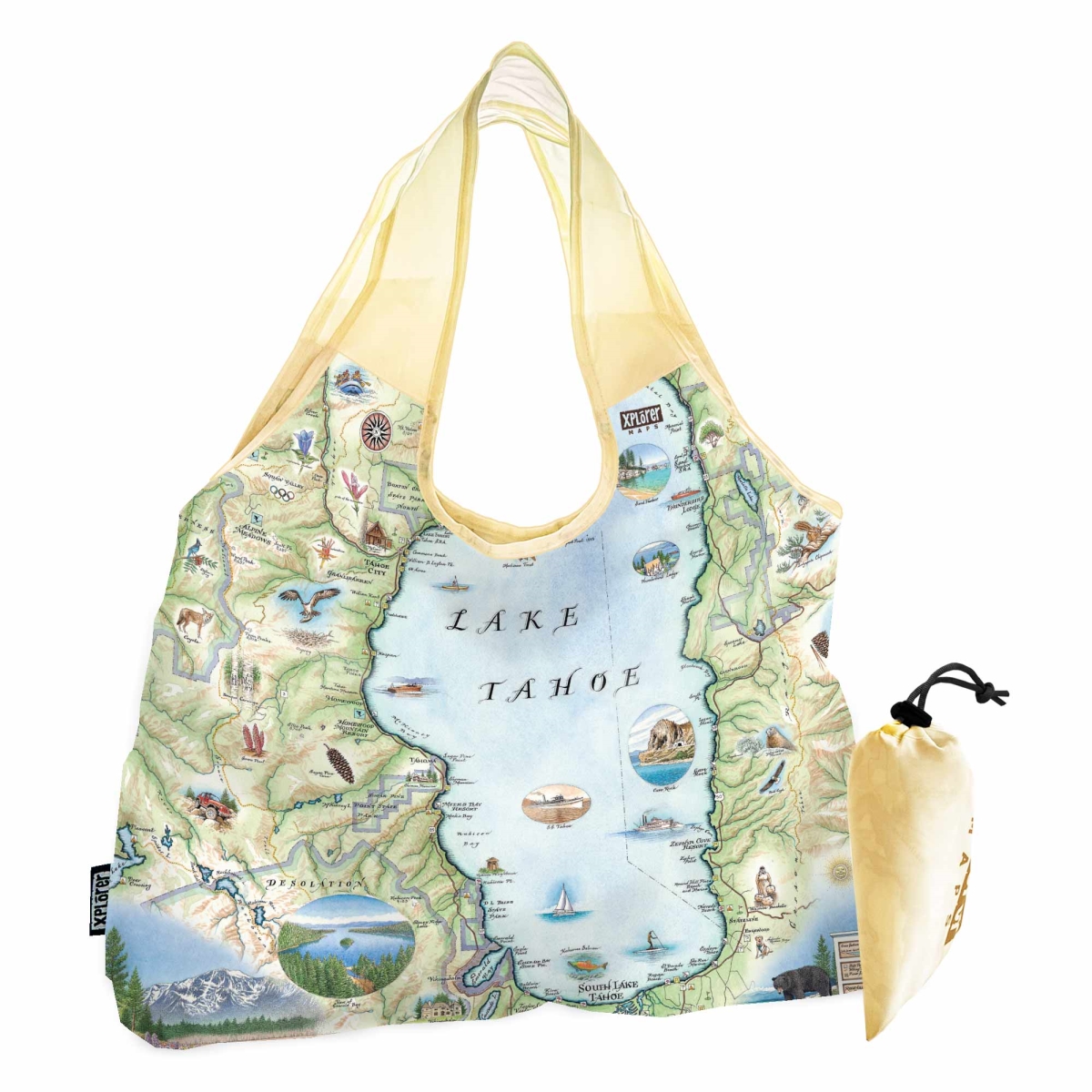 PTOTE_LTH Lake Tahoe Map Pouch Tote Bag