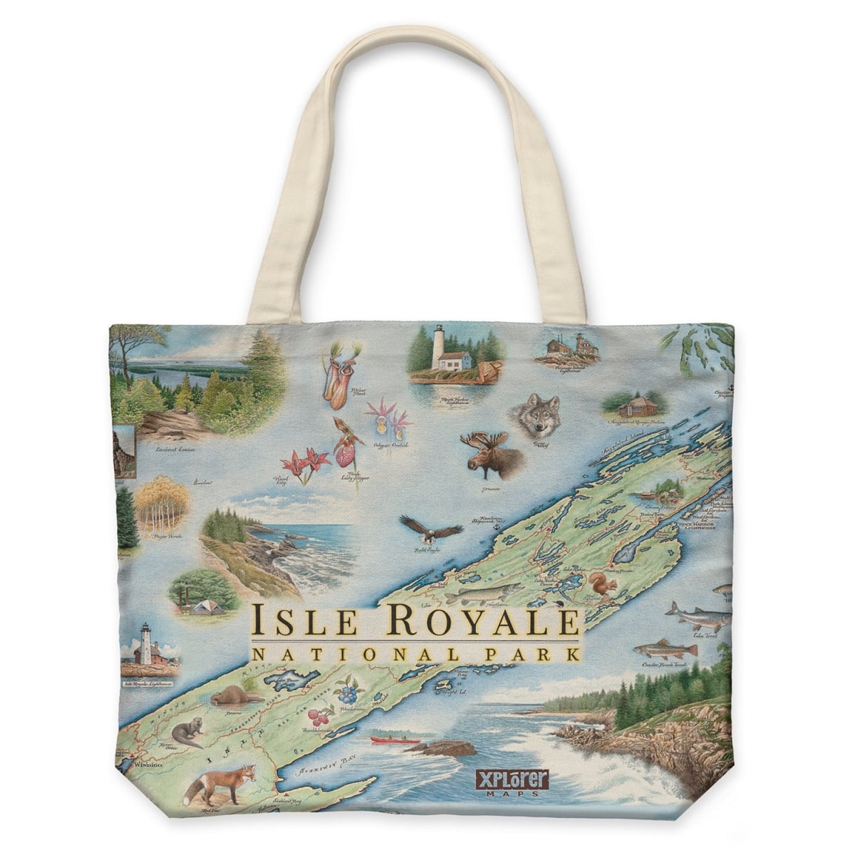 CTOTE_IRNP Isle Royale Map Canvas Tote Bag
