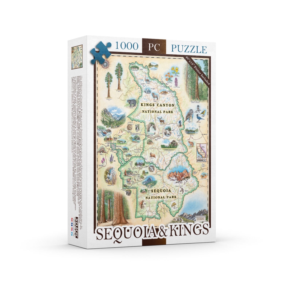 PZMCB_SKCNP Sequoia & Kings Canyon National Park Map Jigsaw Puzzle - 1000 Pieces