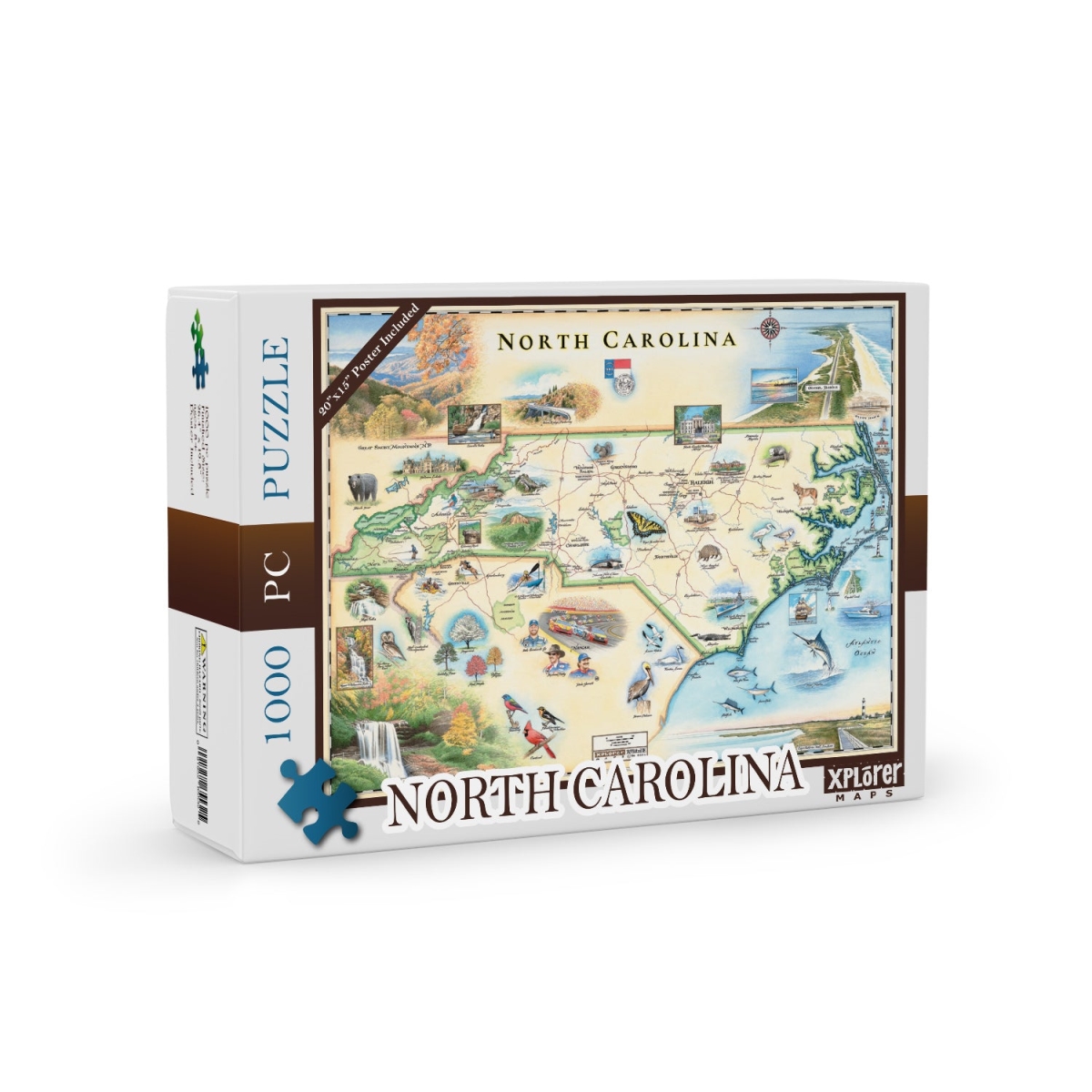 PZMCB_NC North Carolina State Map Jigsaw Puzzles - 1000 Pieces