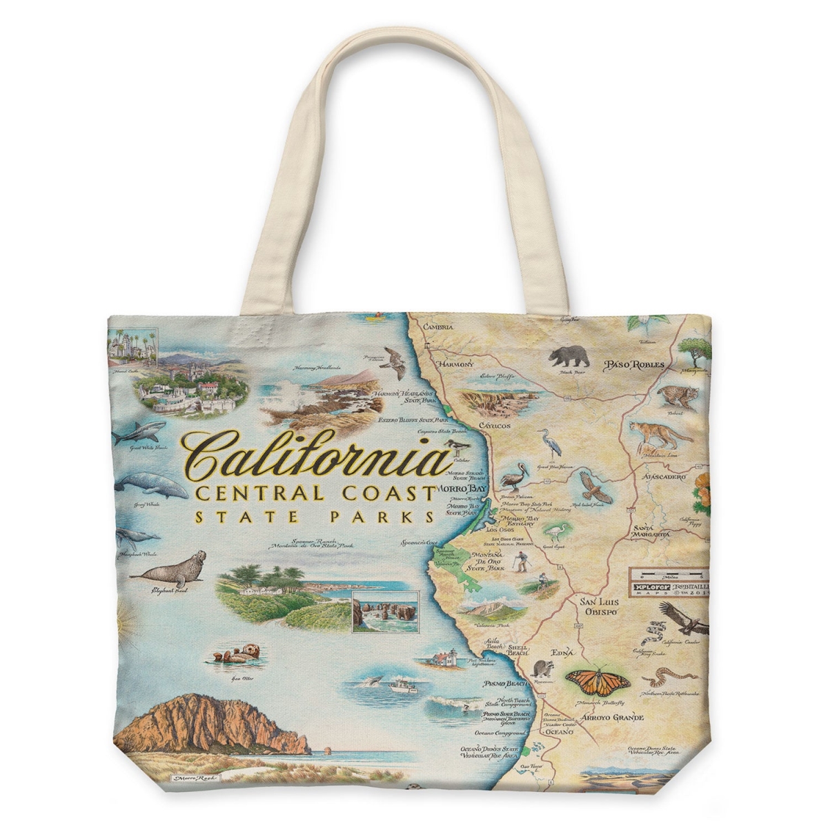CTOTE_CCSP California Central Coast State Parks Map Canvas Tote Bag