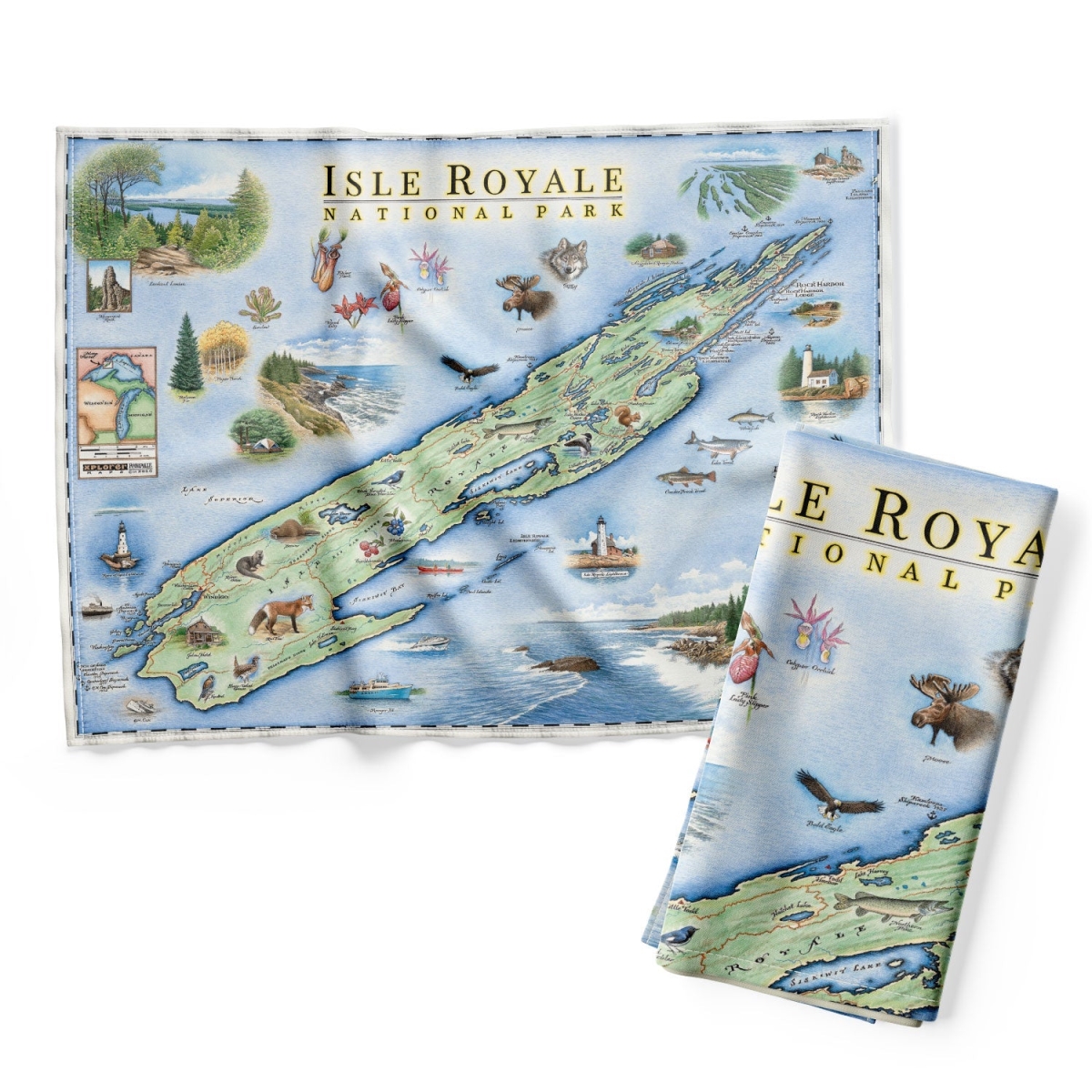 Picture of Xplorer Maps DT_IRNP Isle Royale National Park Map Kitchen Towel