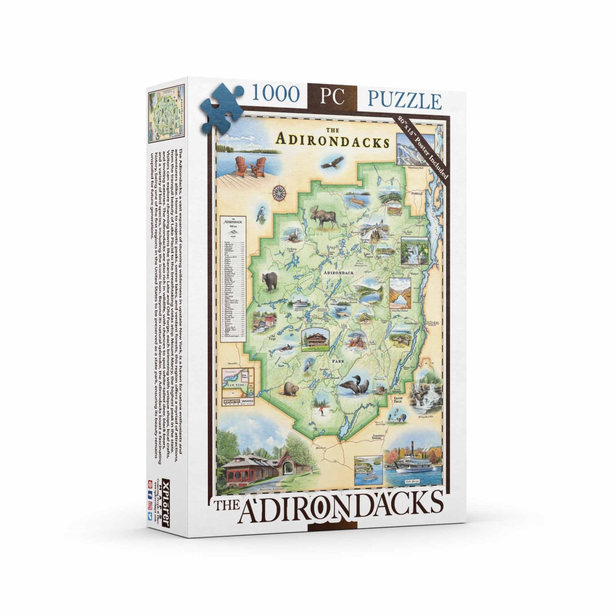 PZMCB_ADKS Adirondacks Map Jigsaw Puzzle - 1000 Pieces