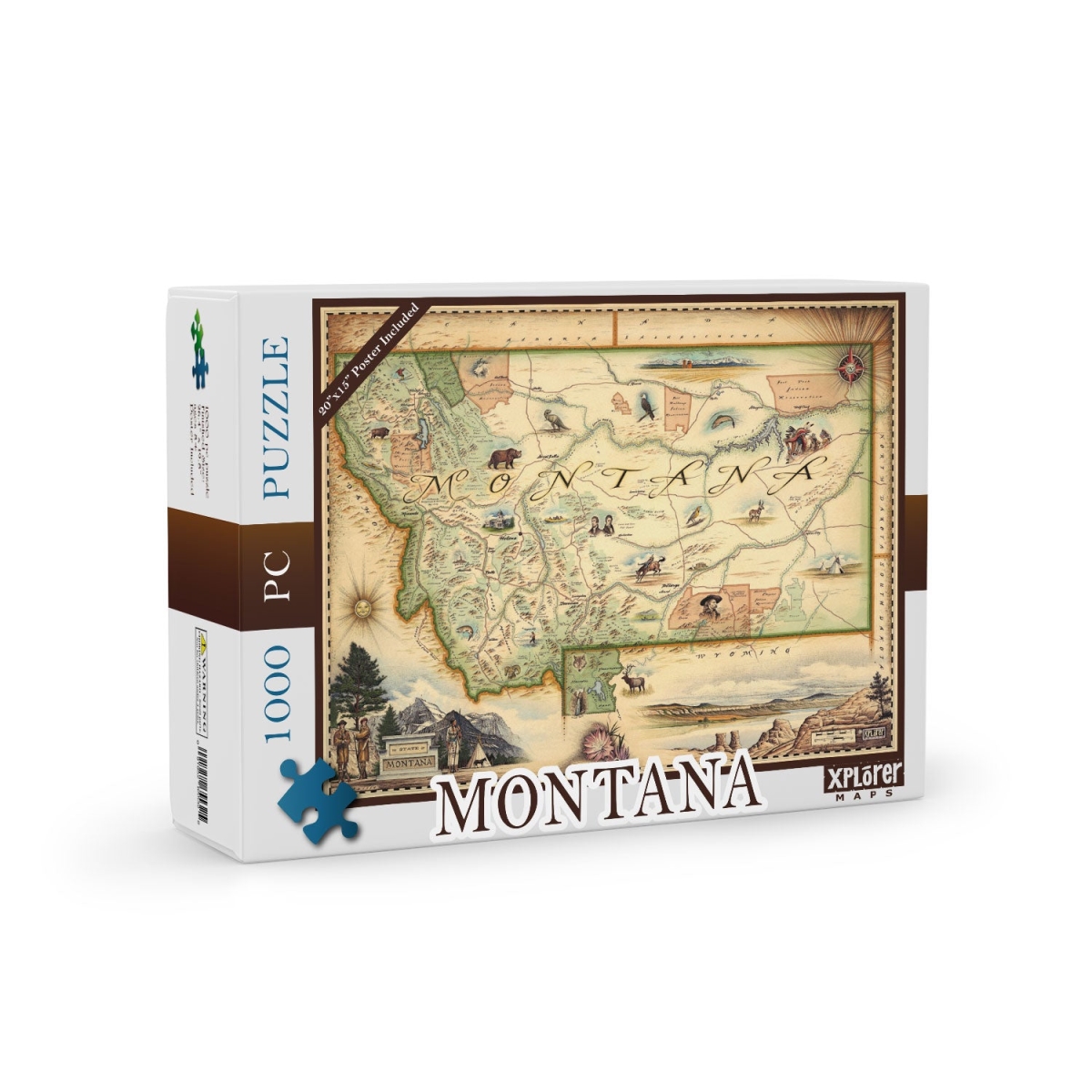 PZMCB_MT Montana State Map Jigsaw Puzzle - 1000 Pieces