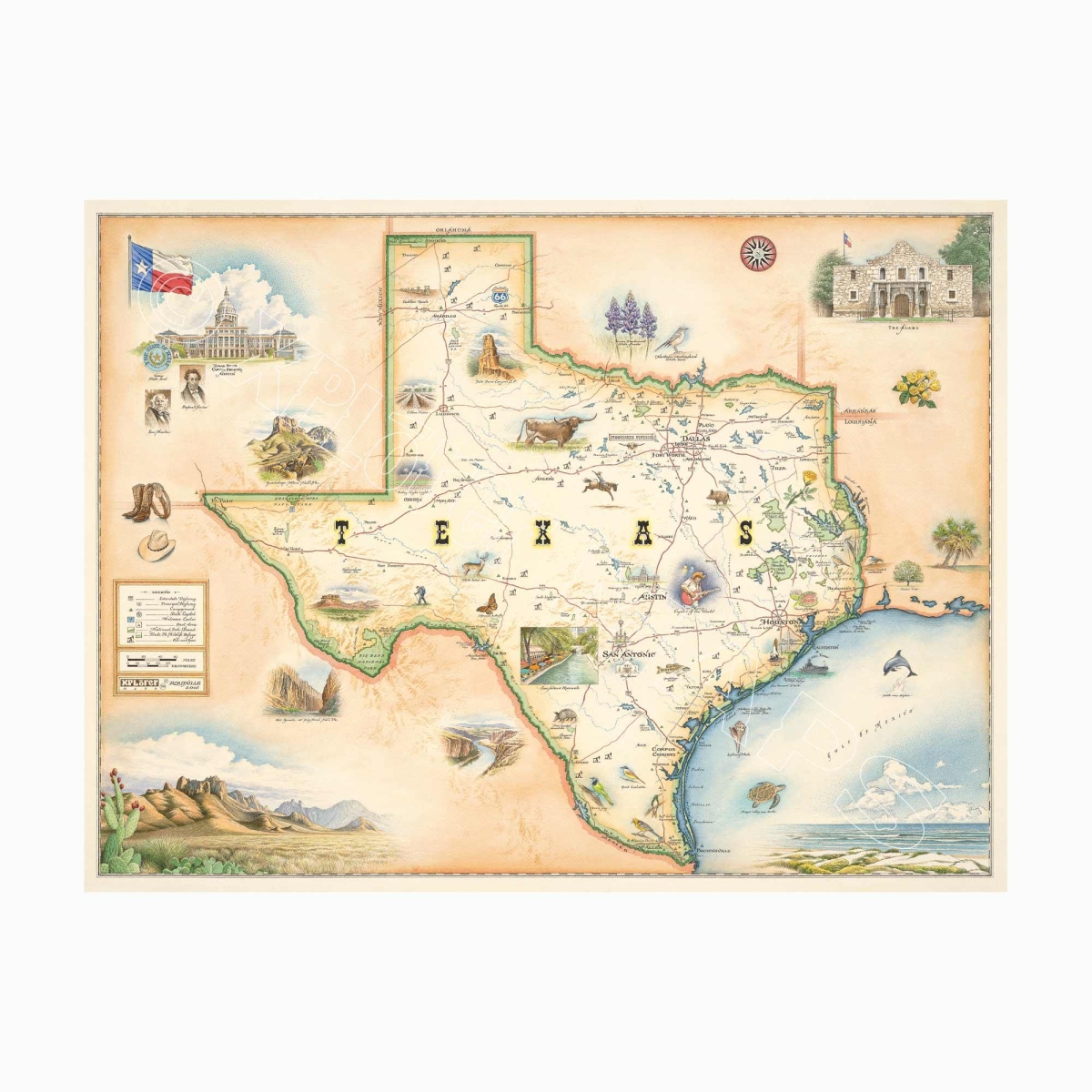 MAP_TX Texas State Hand-Drawn Map