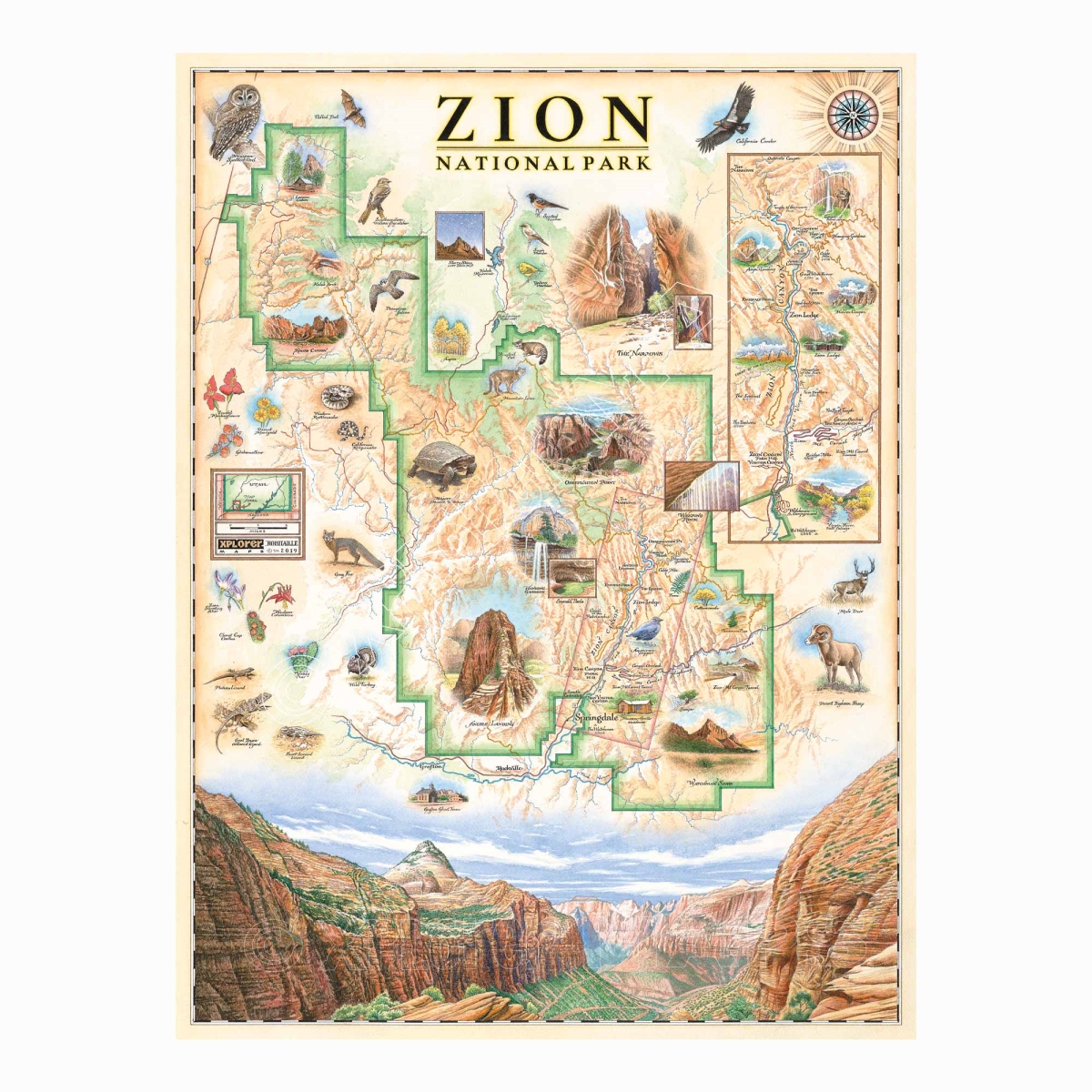 MAP_ZION Zion National Park Hand-Drawn Map