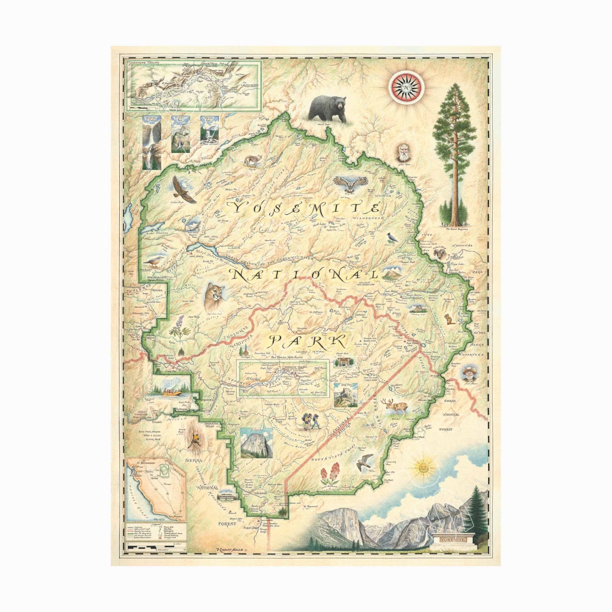 MAP_YOS Yosemite National Park Hand-Drawn Map