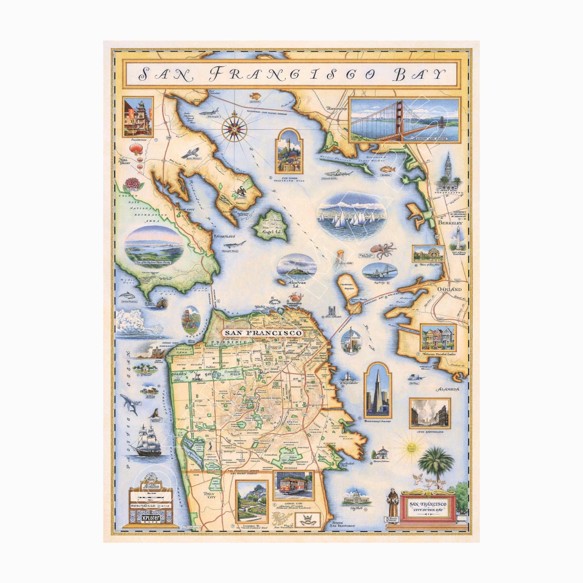MAP_SFB San Francisco Bay Hand-Drawn Map