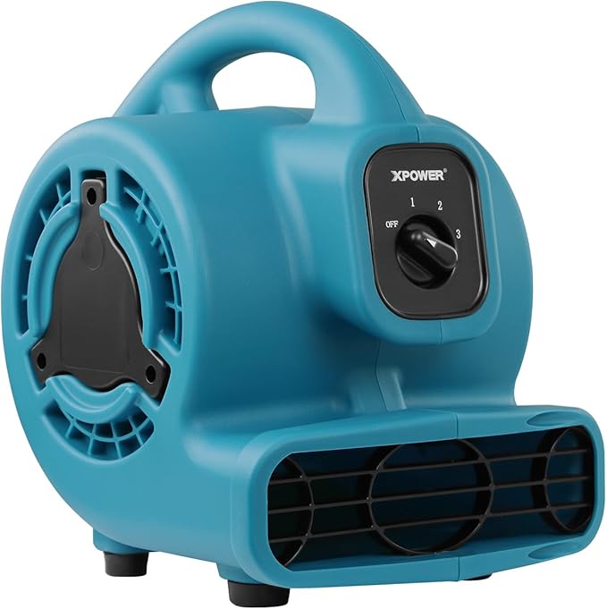 P-80-Blue 600 CFM Multi-Purpose Mini Mighty Air Mover, Utility Fan - Dryer & Blower, Blue