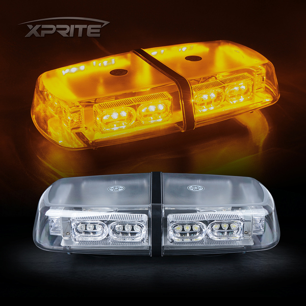 52010C-Y Gamma Series 18W LED Rooftop Strobe Light with Magnetic Base - Amber