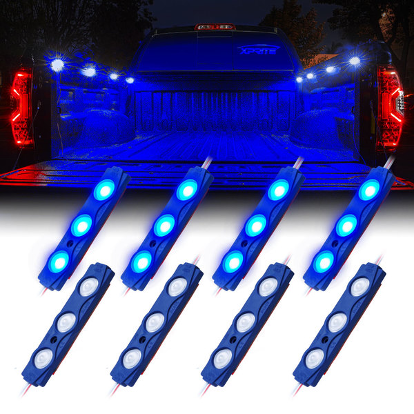 8 LED Rock Light Pods Truck Bed Lighting Kit with Switch - Blue