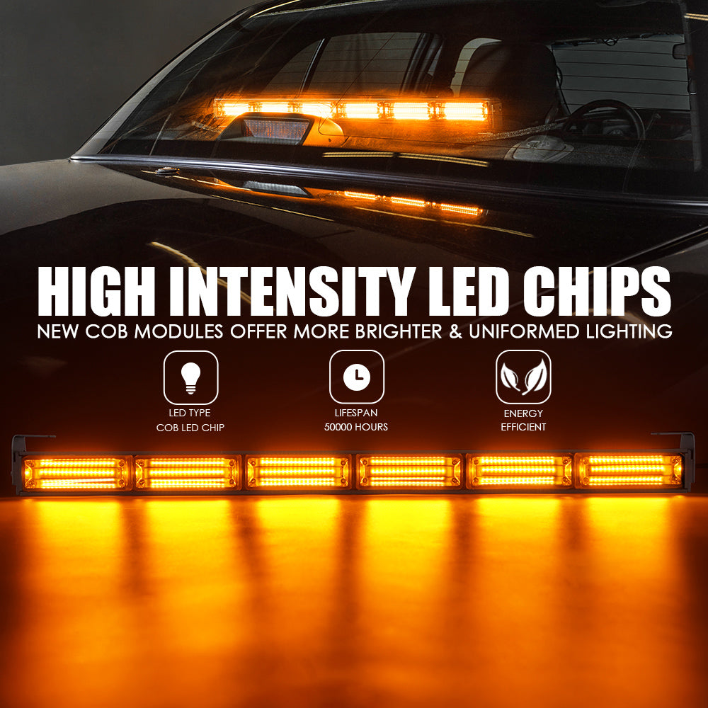 SL-C23-6-G2-WR 27 in. White & Red G2 Vigilante Series 30 watt Traffic Advisor COB LED Strobe Light Bar with Suction Cup Brackets