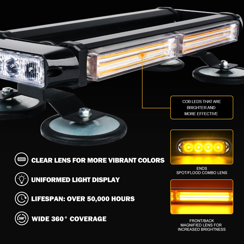 SL-C108M-G2-WY 14.5 in. White & Amber Mini Strobe Light Bar with Magnetic Mount, Pursuit Series