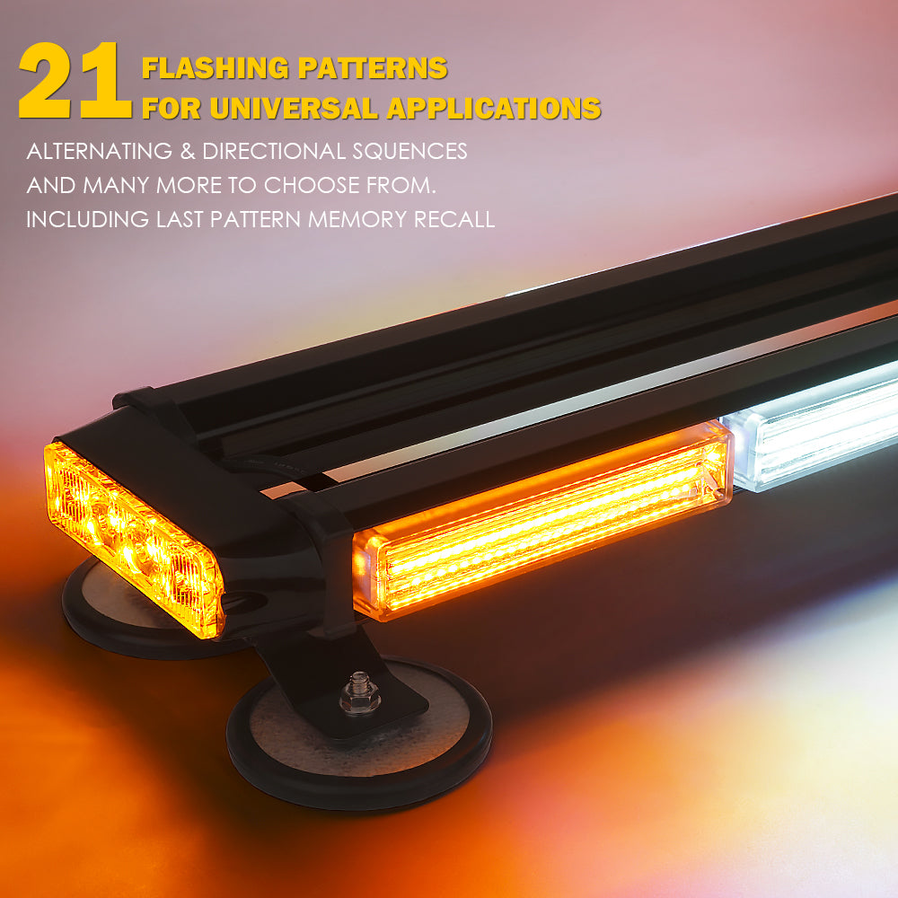 SL-C108M-G4-WY 20 in. White & Amber COB Rooftop LED Strobe Light with Magnetic Base, Pursuit Series