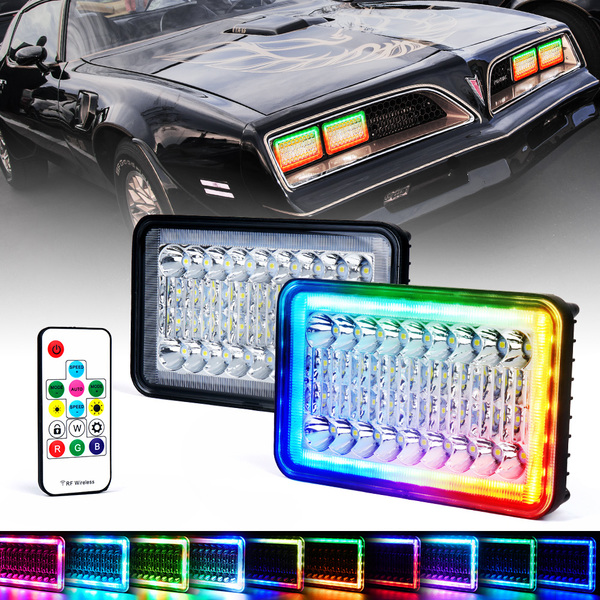 HL-4X6-RC-RGB 36W Track Series 4 x 6 in. LED Headlight with RGB Halo & Remote Control -  Xprite USA