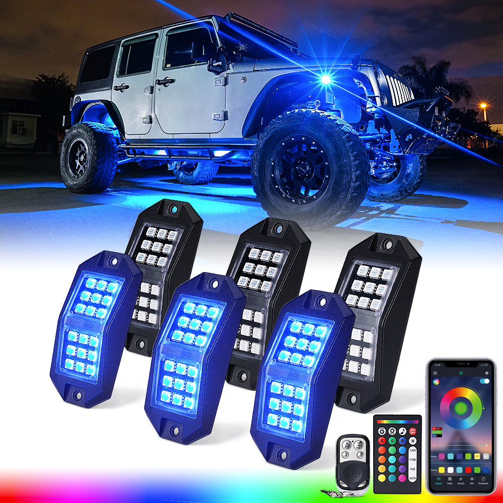 Multi-Color RGB-W LED Rock Lights, Discovery Plus Series - 6 Piece