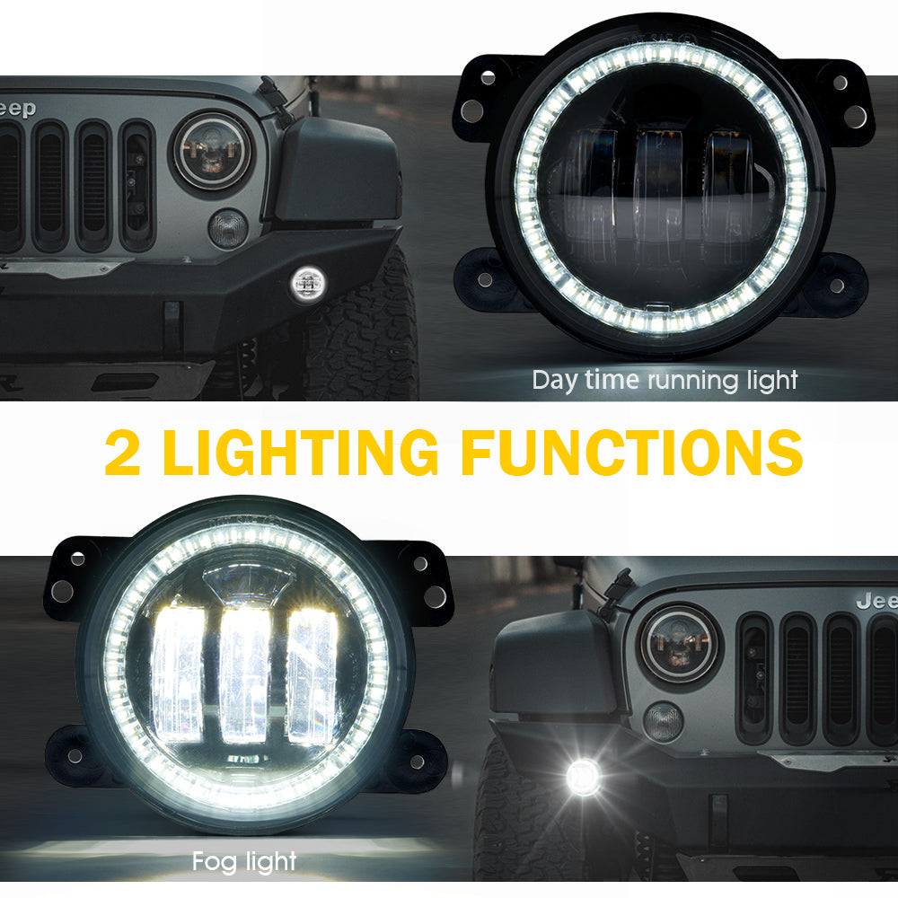 FL-DRL-G2-Y 4 in. RGB LED Halo Fog Lights, Escapade Series, Yelloe