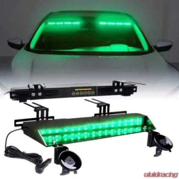 YL-145-G1-G 20 in. Dual LED Visor Windshield Strobe Lights, Green - Chaser Series