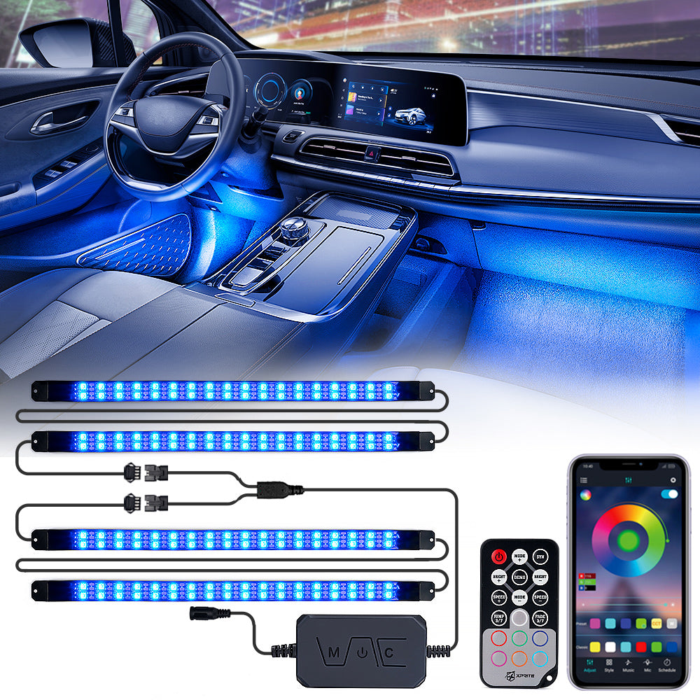 DL-IL-G5 Series Double Row RGB LED Interior Car Light Set - Bluetooth & Remote Control - 4 Piece