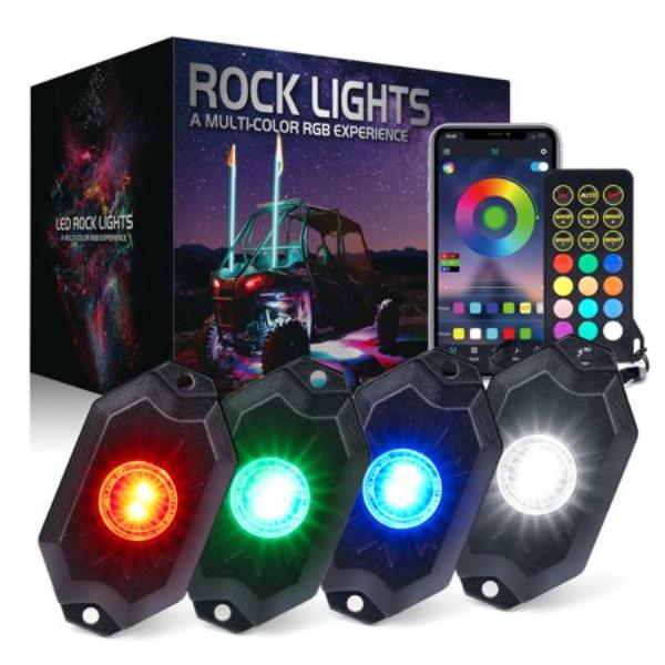 RGBW LED Rock Lights Kit with Bluetooth Control, Trophy Series - 4 Piece