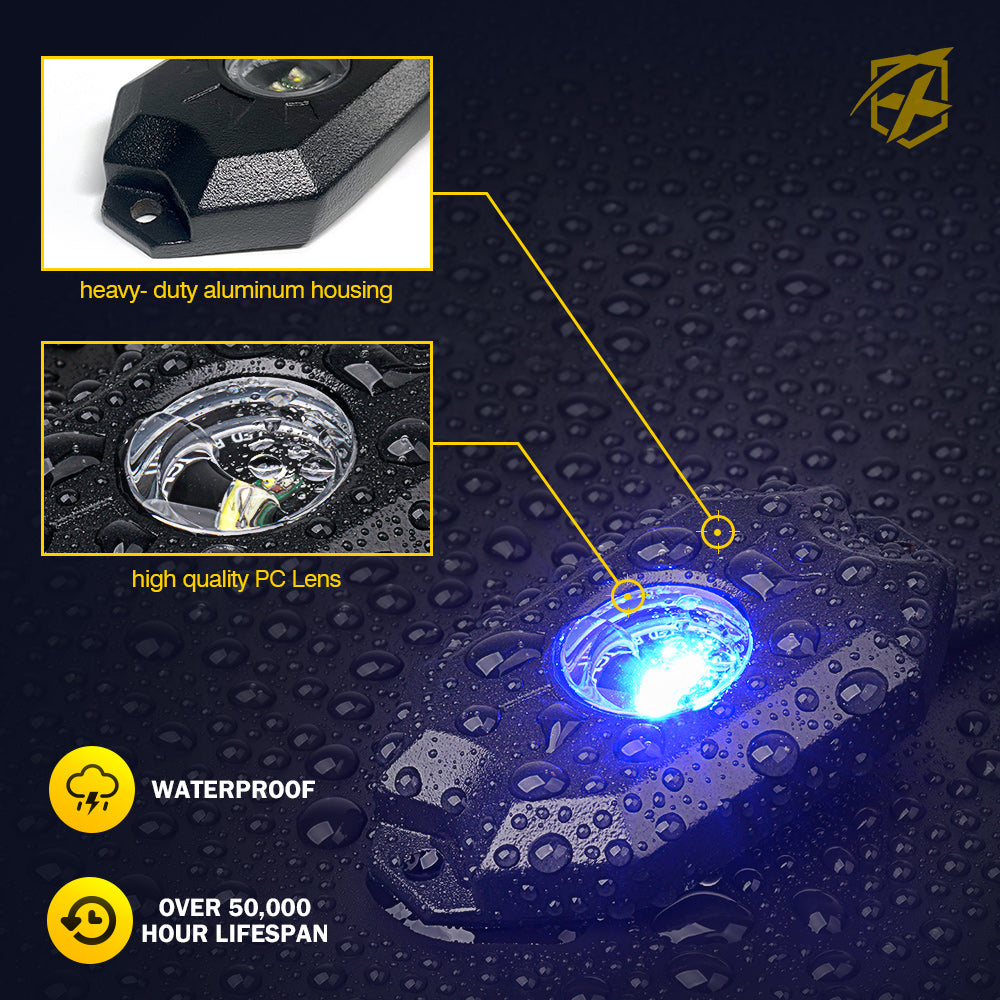 RGBW LED Rock Lights Kit with Bluetooth Control, Trophy Series - 8 Piece