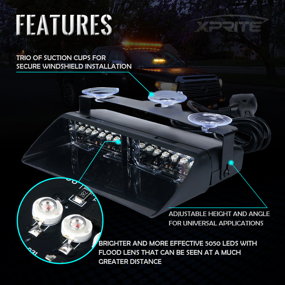 YL125-B Windshield LED Strobe Lights with Suction Cups - Undercover Series