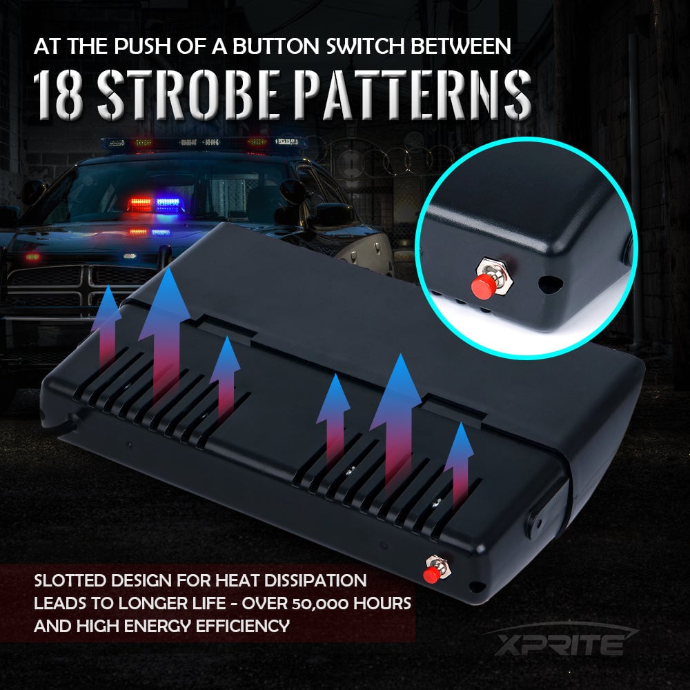 YL125-R Red Windshield LED Strobe Lights with Suction Cups, Undercover Series