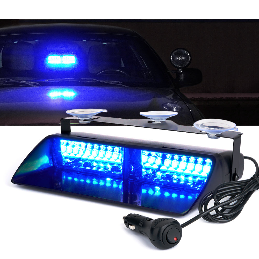 White & Blue Windshield LED Strobe Lights with Suction Cups, Undercover Series