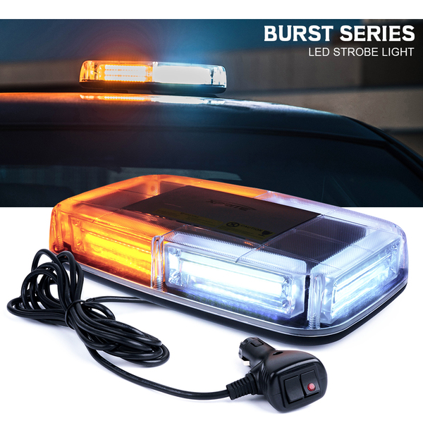 6 COB LED Burst Series 30W Rooftop Strobe Light with Magnetic Base - Amber & White