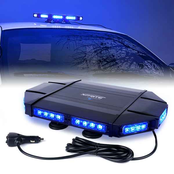 SL-L33-18IN-B Mini Black Hawk 18 in. Professional LED Stealth Low Profile Roof Top Strobe Light Bar - Blue