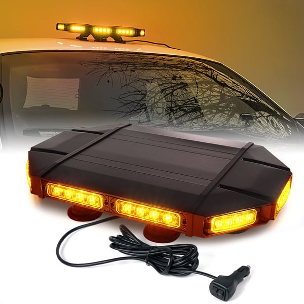 SL-L33-18IN-Y Mini Black Hawk 18 in. Professional LED Stealth Low Profile Roof Top Strobe Light Bar - Amber