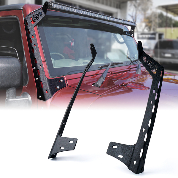 WLB-0007-G1 Mamba Series Front Windshield 50 in. Light Bar Mounting Brackets for 2007 - 2018 Jeep Wrangler JK JKU