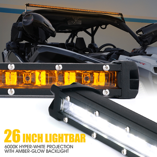 WL-C6AMBER-120SS Sunrise Series 26 in. Single Row 120W LED Light Bar with Amber Backlight