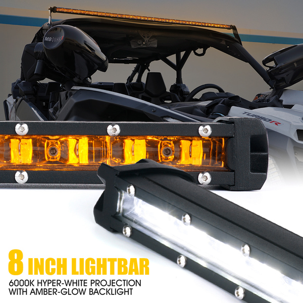 WL-C6AMBER-30SS Sunrise Series 8 in. Single Row 30W LED Light Bar with Amber Backlight