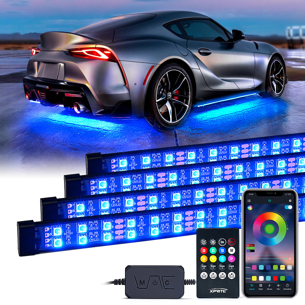 Dual Row RGB LED Underbody Glow Kit with Remote Control & Bluetooth, Rivalry Series