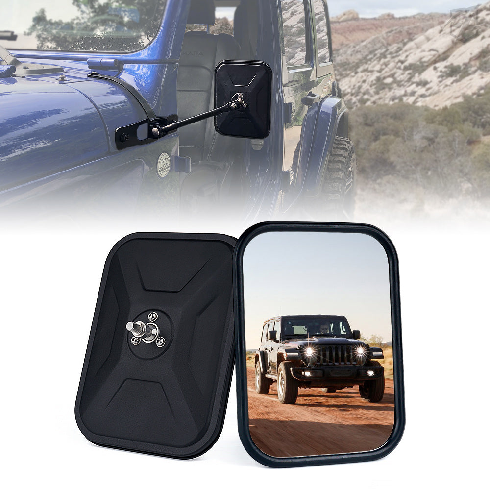 JL-SM-G1 Black Aluminum Side Mirrors for Doorless 2018 Plus Jeep Wrangler JL JLU