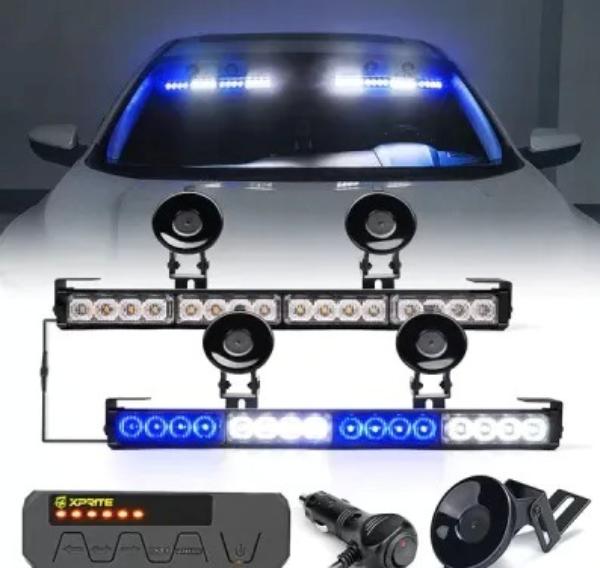 52024M-G1-WB Dual LED Traffic Advisor Strobe Lights, White & Blue - Contract G1 Series