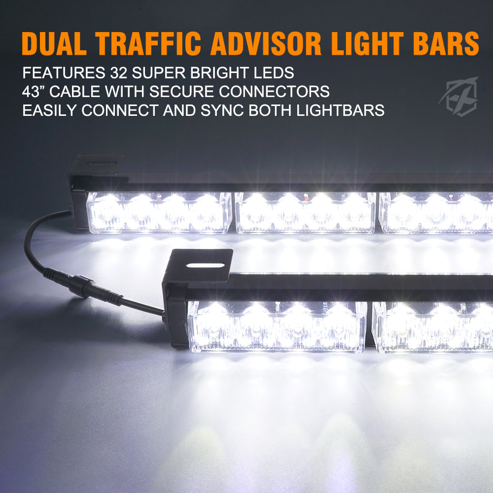 White & Amber Dual LED Traffic Advisor Strobe Lights, Contract G1 Series