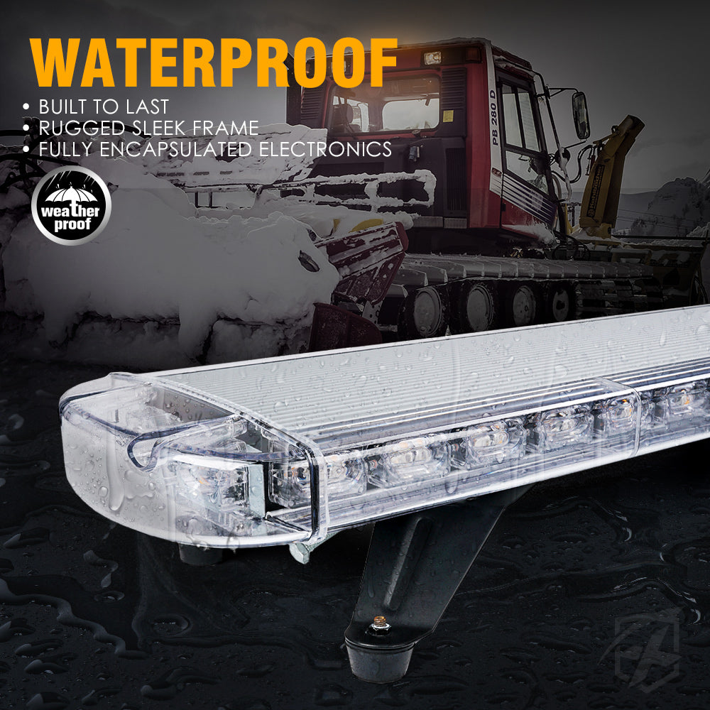 SL-8607M-WY 48 in. White & Amber LED Rooftop Strobe Light Bar with Mounting Brackets, Crane Series