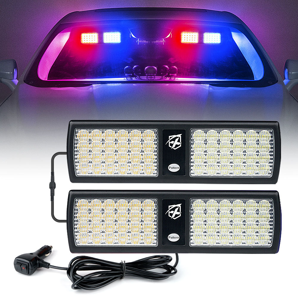 52020-G1-B Blue Dual Windshield Sun Visor Strobe Lights, Agent Series