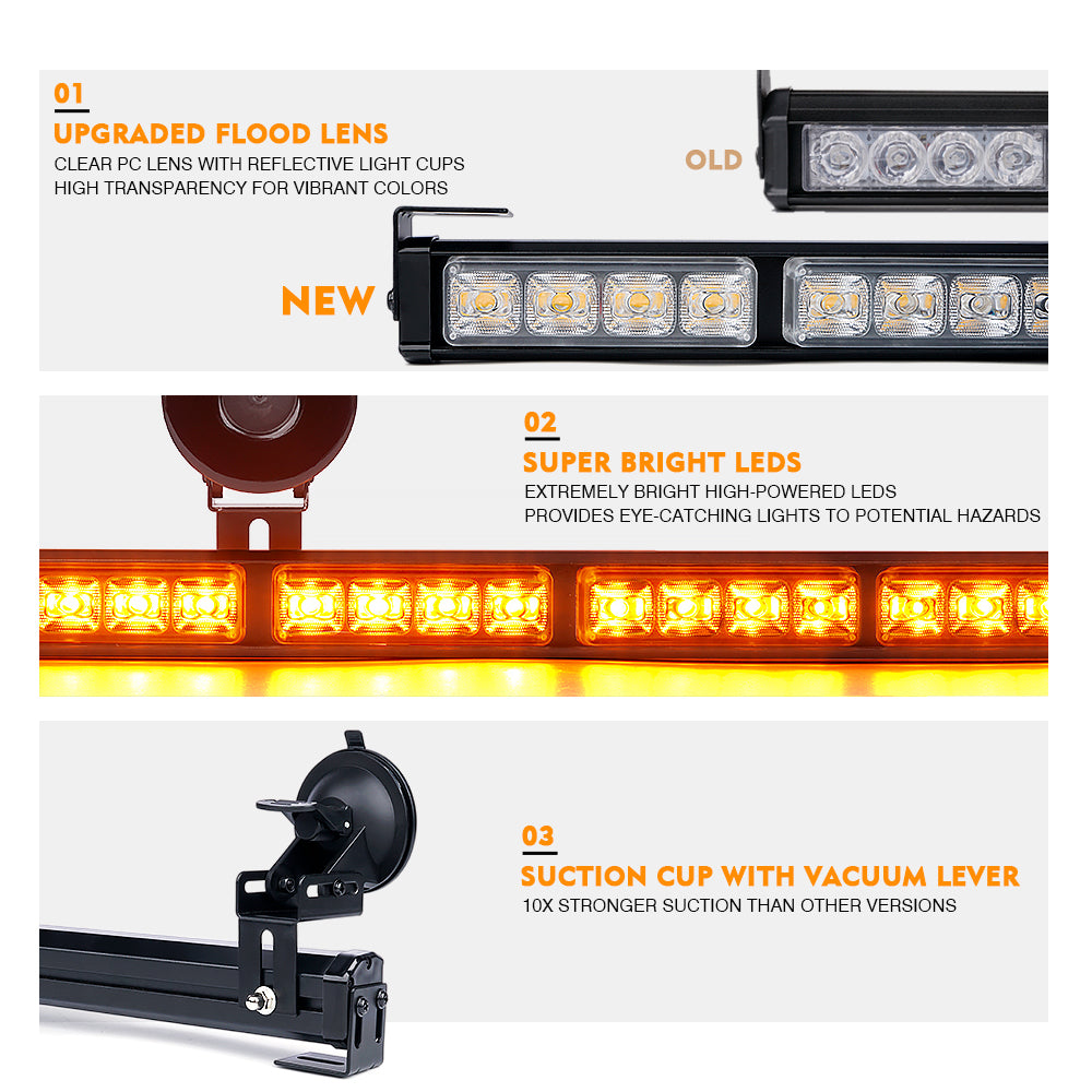 TAL-G1-6-Y 26 in. Amber LED Traffic Advisor Strobe Light Bar, Controller 6 Series