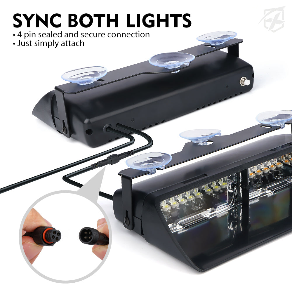 YL126-WY White & Amber Dual LED Dash Light Bars, Unmarked Series