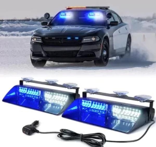 YL126-WB Dual LED Dash Light Bars, White & Blue - Unmarked Series